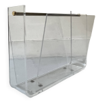 Porte revues en plexiglas et laiton - david lange pour roche bobois, design 1970