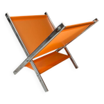 Porte revue pliant vintage des annes 70  armature en chrome et toile