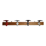 Portemanteau en laiton et bois 4 patères doubles colorées vintage, 76 cm Portemanteau en laiton et bois 4 patères doubles colorées vintage, 76 cm