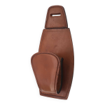 Portemanteau patre en cuir surpiqu marron annes 60