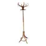 Portemanteau perroquet sur pied ancien en bois tourné Portemanteau perroquet sur pied ancien en bois tourné
