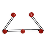 Portemanteau  trap�ze  en m�tal vintage original, 5 pat�res, 67 cm