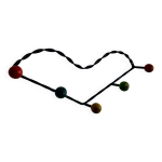 Portemanteau vintage 1960 coeur 5 pat�res boules bois - 60 cm