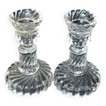 Portieux lot de 2 bougeoirs jouet en verre moul - flambeaux bambou torse
