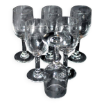 Portieux lot de 6 verres  liqueur anciens modle ferdinand rubans et guirlandes de fleurs 1910