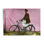 Portrait d un homme sur son velo, rajasthan vers 1920, photographie ancienne colore