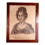 Portrait de jeune femme la grande parure dessin signé vers 1800 - 1830 57x46 cm sb Portrait de jeune femme la grande parure dessin signé vers 1800 - 1830 57x46 cm sb