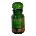 Pot bocal en verre vert vintage belgium dorure