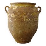 Pot � confit ancien fran�ais � gla�ure jaune