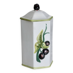 Pots de conservation vintage faïence et barbotine motifs fraise et olive Pots de conservation vintage faïence et barbotine motifs fraise et olive