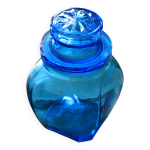 Pot  couvercle hermtique en verre bleu