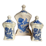 Pots  pices delf 1895 m pour sucre poivre et sel en porcelaine