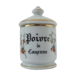 Pot à épices poivre de cayenne en porcelaine de france Pot à épices poivre de cayenne en porcelaine de france