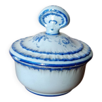 Pot � fard ou sucrier en porcelaine de couleuvre, d�cor rouen - 1930