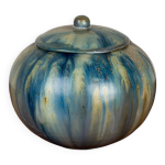 Pot en gr�s �maill� c�ramis� de couleur bleue, �poque art - d�co roger guerin