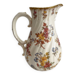 Pot  lait pichet en terre de fer polychrome  louis vx  u&c sarreguemines