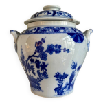Pot  sucre creil et montereau en faence bleue, service  japon  vers 1895