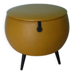 Pouf / boite  couture, simili cuir marron clair