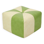 Pouf carr vintage ska simili cuir vert crme 43cm
