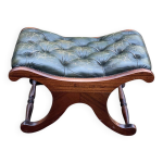Pouf chesterfield en cuir vert olive repose pied tabouret