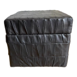 Pouf coffre en cuir noir de sède Pouf coffre en cuir noir de sède