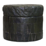 Pouf coffre en cuir noir / vert