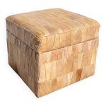 Pouf coffre faon en patchwork de cuir beige de sede