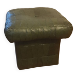 Pouf coffre en patchwork de cuir 1980