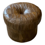 Pouf / coffre en patchwork de cuir kaki style de sede