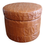 Pouf coffre de sede patchwork de cuir Pouf coffre de sede patchwork de cuir