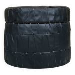 Pouf coffre vintage de sede en cuir noir.
