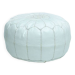 Pouf en cuir marocain, pouf ottoman marocain, pouf marocain blanc, vintage
