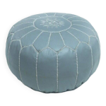 Pouf en cuir marocain, pouf ottoman marocain, pouf marocain gris, vintage