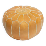 Pouf en cuir marocain, pouf ottoman marocain, pouf marocain jaune, vintage