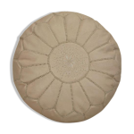 Pouf marocain en cuir beige