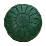 Pouf marocain en cuir vert