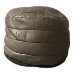 Pouf patchwork en cuir vritable beige, design 1970