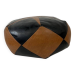Pouf en patchwork marron et noir, annes 70