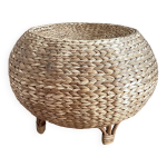Pouf, tabouret bas en osier tress