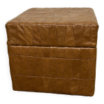 Pouf vintage en cuir style de sde avec coffre