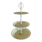 Pr�sentoir � g�teaux 3 niveaux ancien en m�tal blanc