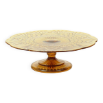 Présentoir à gâteaux art déco ambre verre dépression 33 cm Présentoir à gâteaux art déco ambre verre dépression 33 cm