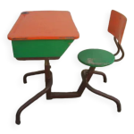 Pupitre d'cole vintage mtal et bois
