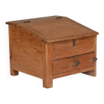 Pupitre marron coffre et tiroir vieux teck piece d'origine