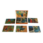 Puzzle cubes en bois ancien - illustrations contes de perrault - 1920 Puzzle cubes en bois ancien - illustrations contes de perrault - 1920