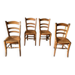 Quatre chaises anciennes en paille