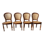 Quatre chaises cannes et bois, style louis philippe, vintage, annes 60