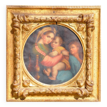 Raphal :  la mre et l'enfant , copie du xixe sicle, cadre dor