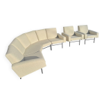 Rare ensemble canap� panoramique et 2 fauteuils g10 par pierre guariche