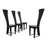 Rare ensemble de quatre chaises de salle  manger  dossier haut, italie, annes 1990